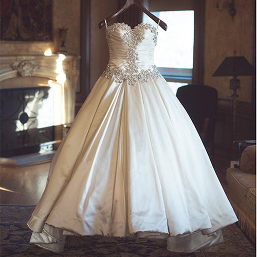 Royal Style Ivory Taffeta Sweetheart Wedding Dresses Ball Gowns-alinanova