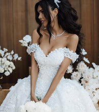 Load image into Gallery viewer, Royal Train Ball Gowns Wedding Dresses Lace Off Shoulder
