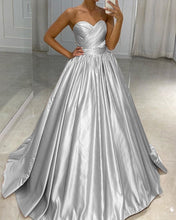 Load image into Gallery viewer, Ruched Sweetheart Ball Gown Dresses Satin Floor Length
