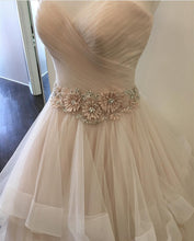 Load image into Gallery viewer, Ruched Sweetheart Ruffles Skirt Blush Pink Wedding Dresses Ball Gowns
