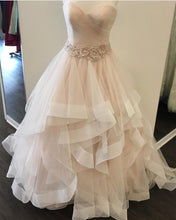 Load image into Gallery viewer, Ruched Sweetheart Ruffles Skirt Blush Pink Wedding Dresses Ball Gowns
