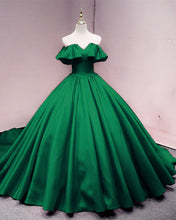 Load image into Gallery viewer, Green Wedding Dress Satin

