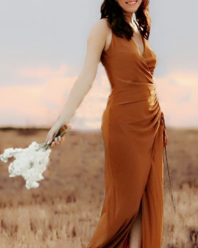 orange beach bridesmaid dresses Orange Charming Mermaid Unique Hot Elegant Long Beach Formal Bridesmai –  bridalsew main image 1