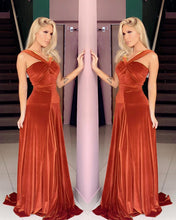 Load image into Gallery viewer, Rust Velvet Bridesmaid Dresses
