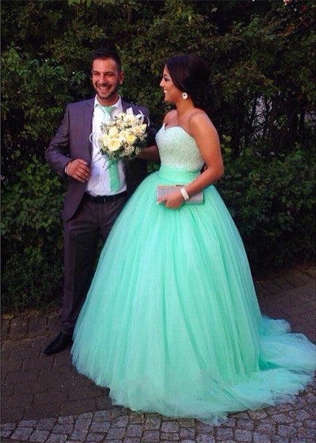 Sage Green Plus Size Prom Dresses Sweetheart Corset Ball Gown alinanova