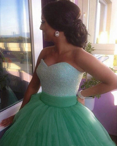 Sage Green Ball Gown Prom Dresses
