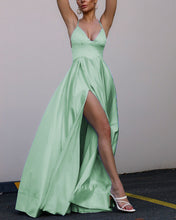 Load image into Gallery viewer, Sage Green Satin Bridesmaid Dresses
