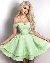 Load image into Gallery viewer, Short Satin V-neck Ruffles Homecoming Graduation Dress For Girl
