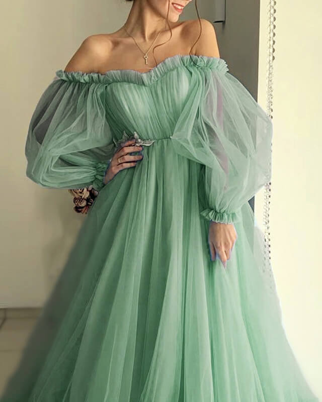 Long Tulle Off The Shoulder Cottagecore Dress Long Tulle Off The Shoulder Cottagecore Dress