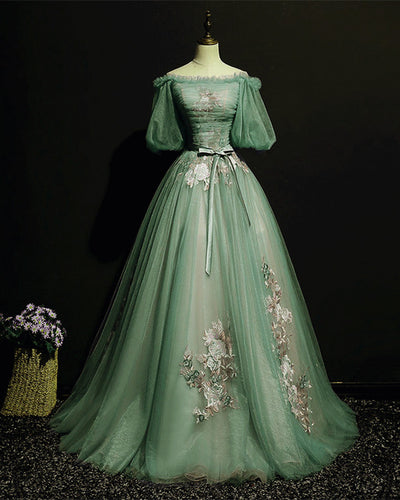 Sage Green Cottagecore Prom Dresses