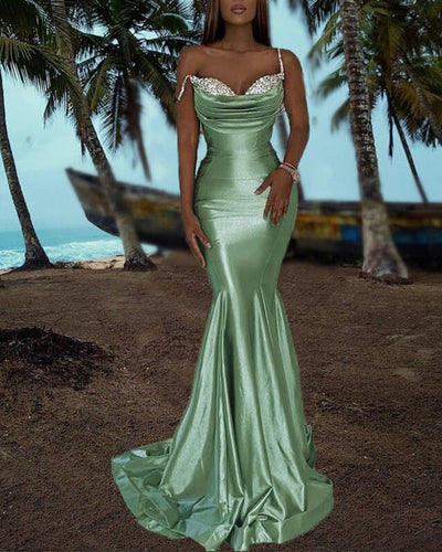 Sage Green Mermaid Sweetheart Prom Dresses
