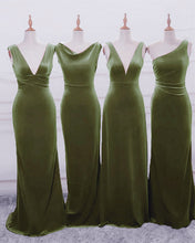 Load image into Gallery viewer, Sage Green Velvet Bridesmaid Dresses Mimatched
