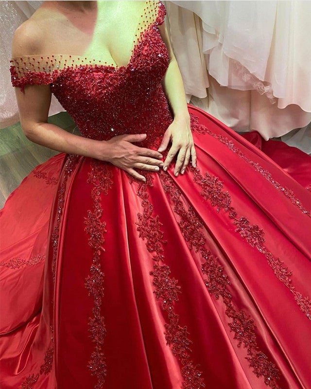 Red Wedding Dress Satin