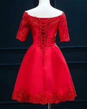 Load image into Gallery viewer, Short Sleeved Homecoming Dresses Red

