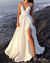 Load image into Gallery viewer, Satin Beach Wedding Dress With Slit

