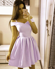 Load image into Gallery viewer, Lilac Satin Homecoming Dresses 2019
