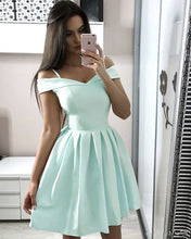 Load image into Gallery viewer, Mint Green Satin Homecoming Dresses 2019
