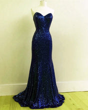 Load image into Gallery viewer, Navy Blue Mermaid Sequin Bridesmaid Dresses
