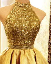 Load image into Gallery viewer, High Low Prom Dresses Tulle Ruffles Sequin Halter
