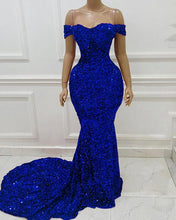 Load image into Gallery viewer, Royal Blue Sequin Prom Dresses
