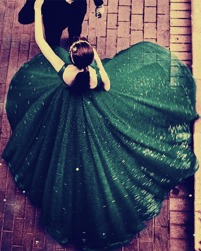 green sequin wedding dress Green Mermaid Prom Dresses Rhinestones Beaded Sequin Tiered Ruffles Party Gowns