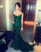 Load image into Gallery viewer, Mermaid Prom Dresses Green Sequin
