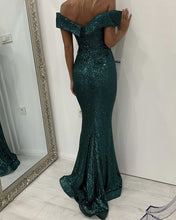 Load image into Gallery viewer, Sequin Off Shoulder Mermaid Evening Dress
