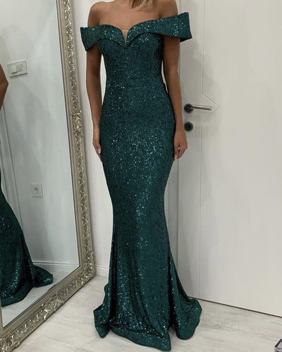Emerald Green Sequin Prom Dresses Mermaid