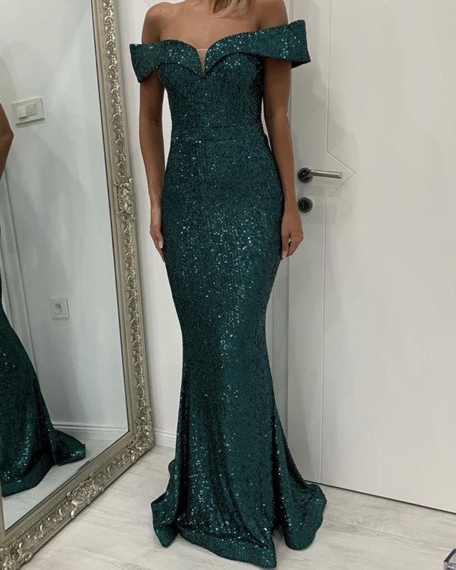 Emerald Green Sequin Prom Dresses Mermaid