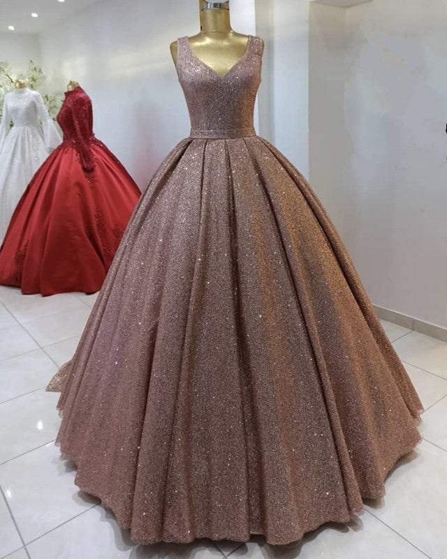 Sparkling Rose Gold Wedding Dress | Rose Gold Bridal Gown  alinanova