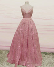 Load image into Gallery viewer, Pink Sequin Prom Dresses
