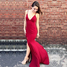 Load image into Gallery viewer, Sexy Deep V-neck Open Back Long Jersey Mermaid Evening Dresses 2018-alinanova
