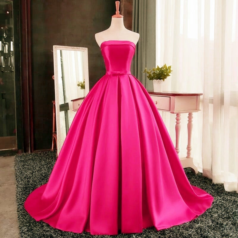 Sexy Long Satin Strapless Ball Gowns Prom Dresses alinanova Sexy Long Satin Strapless Ball Gowns Prom Dresses alinanova