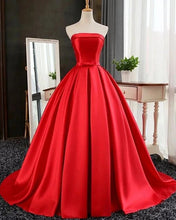 Load image into Gallery viewer, Red Ball Gown Satin Prom Dresses
