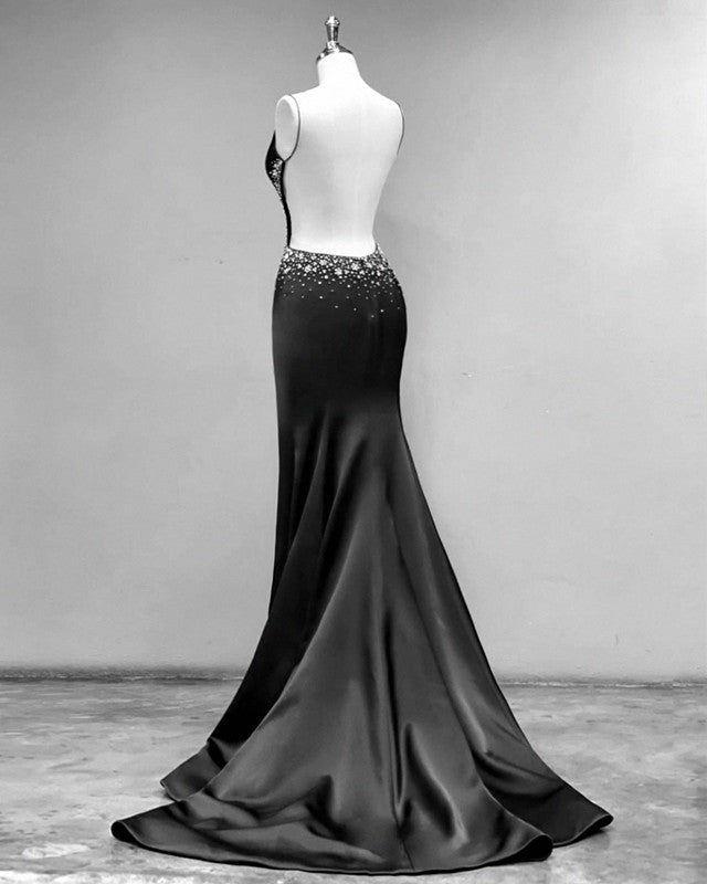 Sexy Open Back Mermaid Prom Dresses Beaded Split alinanova Sexy Open Back Mermaid Prom Dresses Beaded Split alinanova