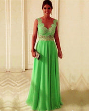 Load image into Gallery viewer, Sage Green Bridesmaid Dresses Long Open Back Formal Gown
