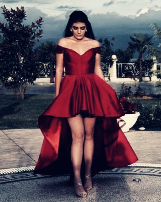 Sexy Off Shoulder Prom Dresses Front Short Long Back-alinanova