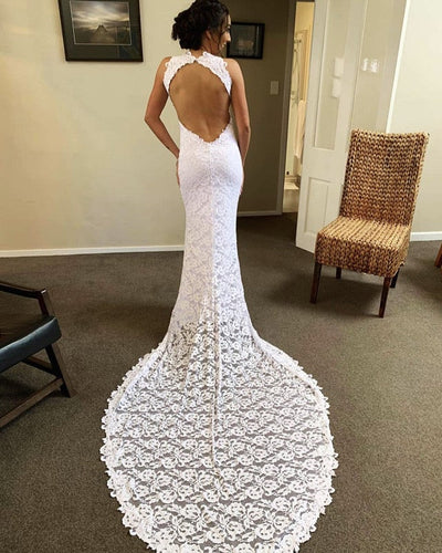 Open Back Lace Mermaid Wedding Dresses
