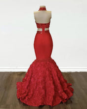Load image into Gallery viewer, Sexy Red Applique Rosette Mermaid Prom Dresses
