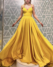 Load image into Gallery viewer, Mustard Yellow Prom Dresses High Slit
