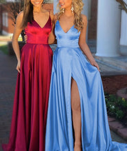 Load image into Gallery viewer, Baby-Blue-Prom-Dresses-Long-Satin-Evening-Gowns
