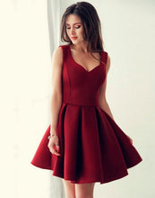 Load image into Gallery viewer, Sexy Spaghetti Straps V-neck Satin Homecoming Dresses Short Prom Gowns-alinanova
