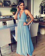 Load image into Gallery viewer, Steel Blue Bridesmaid Dresses Chiffon

