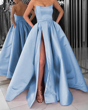 Load image into Gallery viewer, Sexy Strapless Long Slit Satin Dress-alinanova
