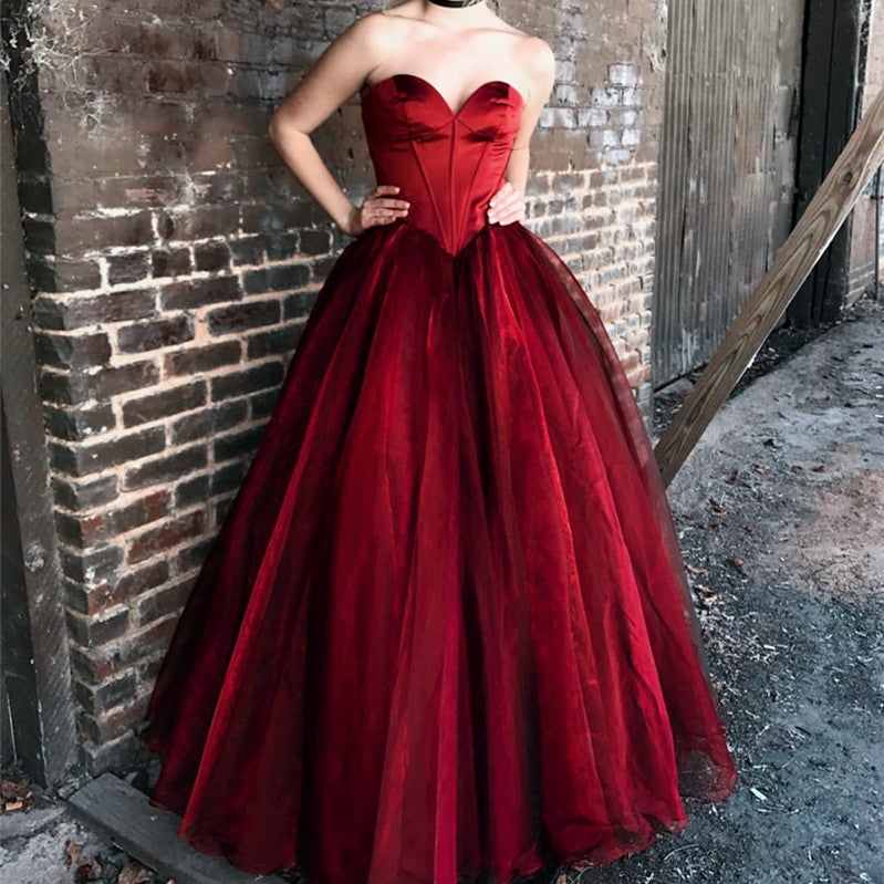 Sexy Sweetheart Bodice Corset Floor Length Ball Gowns Prom Dresses-alinanova