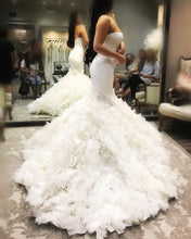 Load image into Gallery viewer, Satin-Mermaid-Wedding Dresses 2019-Sweetheart-Ruffles-Bridal-Gowns
