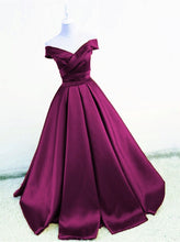 Load image into Gallery viewer, Sexy V Neck Off The Shoulder Satin Ball Gown Prom Dress Beaded Sashes
