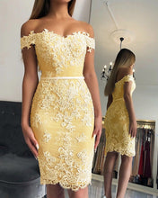 Load image into Gallery viewer, Yellow Homecoming Dresses Lace

