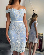 Load image into Gallery viewer, Light Blue Homecomeing Dresses Lace
