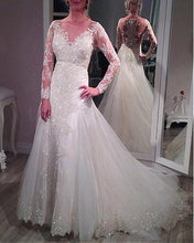 Load image into Gallery viewer, Lace-Mermaid-Dresses-Wedding

